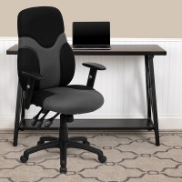 Flash Furniture High Back Ergonomic Black and Gray Mesh Task Chair with Adjustable Arms BT-6001-GYBK-GG